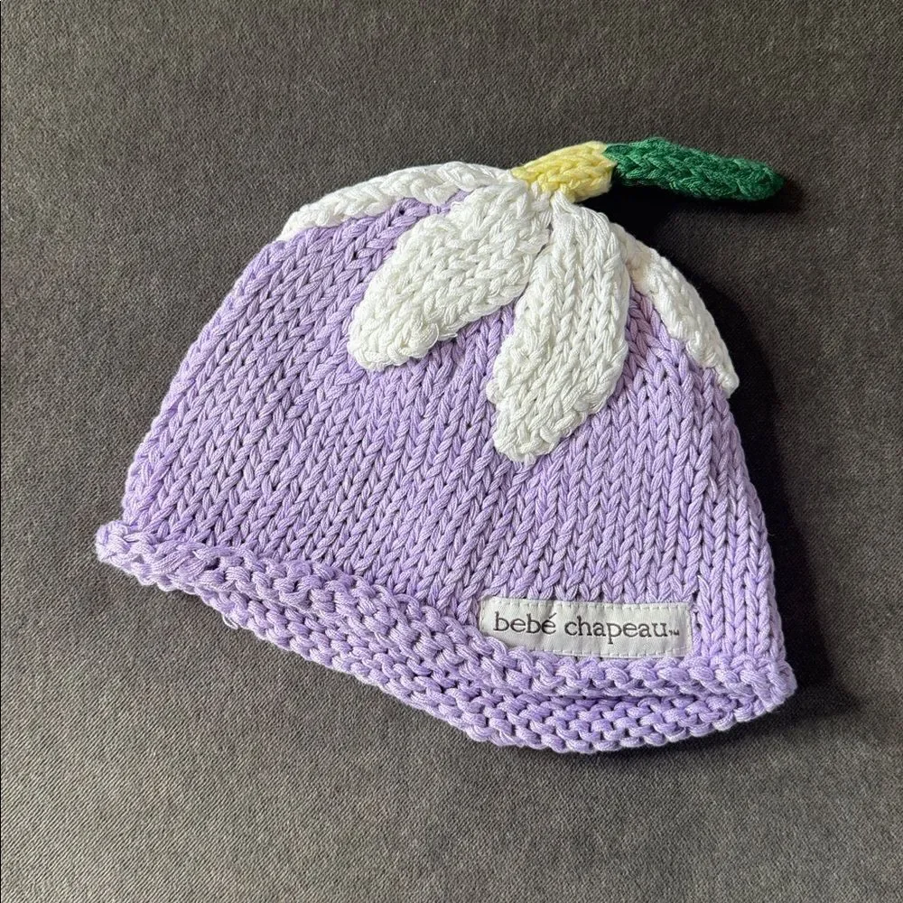 Bebe Chapeau Baby Girls Lilac Hat Daisy on Top 100% Cotton 0-6 months NEW